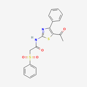 N-(5-acetyl-4-phenyl-1,3-thiazol-2-yl)-2-(benzenesulfonyl)acetamide