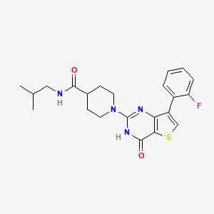 molecular formula C22H25FN4O2S B2776890 1-(7-(2-fluorophenyl)-4-oxo-3,4-dihydrothieno[3,2-d]pyrimidin-2-yl)-N-isobutylpiperidine-4-carboxamide CAS No. 1243104-51-9