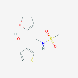 molecular formula C11H13NO4S2 B2776910 N-(2-(furan-2-yl)-2-hydroxy-2-(thiophen-3-yl)ethyl)methanesulfonamide CAS No. 2034261-33-9