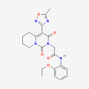 molecular formula C21H23N5O5 B2776913 N-(2-ethoxyphenyl)-2-[4-(5-methyl-1,2,4-oxadiazol-3-yl)-1,3-dioxo-1H,2H,3H,5H,6H,7H,8H-pyrido[1,2-c]pyrimidin-2-yl]acetamide CAS No. 1775485-25-0