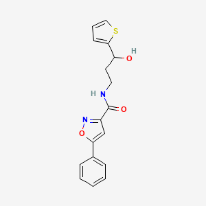 molecular formula C17H16N2O3S B2776916 N-(3-hydroxy-3-(thiophen-2-yl)propyl)-5-phenylisoxazole-3-carboxamide CAS No. 1421507-14-3