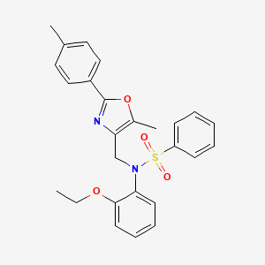 molecular formula C26H26N2O4S B2776918 N-(2-ethoxyphenyl)-N-{[5-methyl-2-(4-methylphenyl)-1,3-oxazol-4-yl]methyl}benzenesulfonamide CAS No. 1251641-78-7