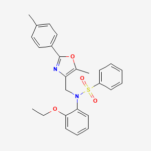 molecular formula C26H26N2O4S B2776918 N-(2-ethoxyphenyl)-N-((5-methyl-2-(p-tolyl)oxazol-4-yl)methyl)benzenesulfonamide CAS No. 1251641-78-7
