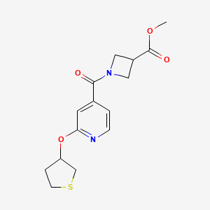 molecular formula C15H18N2O4S B2776922 Methyl 1-(2-((tetrahydrothiophen-3-yl)oxy)isonicotinoyl)azetidine-3-carboxylate CAS No. 2034430-42-5