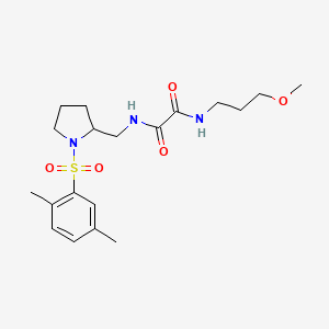 molecular formula C19H29N3O5S B2776938 N'-{[1-(2,5-dimethylbenzenesulfonyl)pyrrolidin-2-yl]methyl}-N-(3-methoxypropyl)ethanediamide CAS No. 896288-21-4