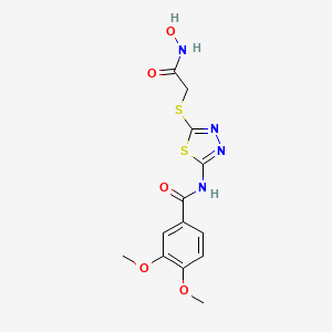 molecular formula C13H14N4O5S2 B2776940 N-(5-((2-(hydroxyamino)-2-oxoethyl)thio)-1,3,4-thiadiazol-2-yl)-3,4-dimethoxybenzamide CAS No. 903354-56-3