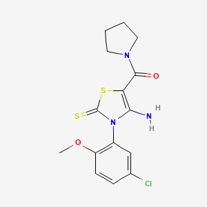(4-Amino-3-(5-chloro-2-methoxyphenyl)-2-thioxo-2,3-dihydrothiazol-5-yl)(pyrrolidin-1-yl)methanone