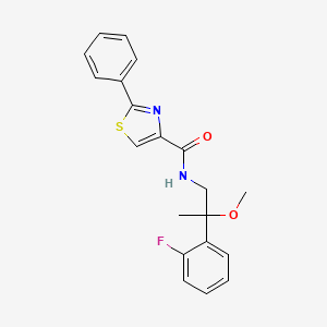 molecular formula C20H19FN2O2S B2776970 N-[2-(2-FLUOROPHENYL)-2-METHOXYPROPYL]-2-PHENYL-1,3-THIAZOLE-4-CARBOXAMIDE CAS No. 1797881-02-7