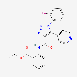 molecular formula C23H18FN5O3 B2776972 ethyl 2-(1-(2-fluorophenyl)-5-(pyridin-4-yl)-1H-1,2,3-triazole-4-carboxamido)benzoate CAS No. 1798673-10-5