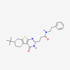 molecular formula C25H31N3O2S B2777001 3-(7-(tert-butyl)-4-oxo-3,4,5,6,7,8-hexahydrobenzo[4,5]thieno[2,3-d]pyrimidin-2-yl)-N-phenethylpropanamide CAS No. 950414-93-4