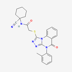 molecular formula C25H24N6O2S B2777004 N-(1-氰基环己基)-2-[[4-(2-甲基苯基)-5-氧代-[1,2,4]三唑并[4,3-a]喹唑啉-1-基]硫代乙酰胺 CAS No. 854043-20-2