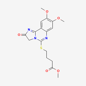 molecular formula C17H19N3O5S B2777009 甲基-4-[(8,9-二甲氧基-2-氧代-2,3-二氢咪唑[1,2-c]喹唑啉-5-基)硫代]丁酸酯 CAS No. 672949-43-8