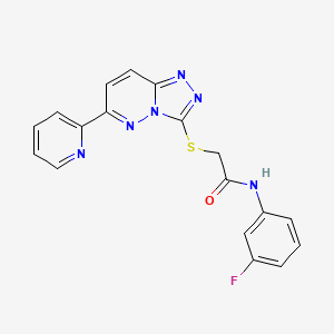 molecular formula C18H13FN6OS B2777013 N-(3-fluorophenyl)-2-{[6-(pyridin-2-yl)-[1,2,4]triazolo[4,3-b]pyridazin-3-yl]sulfanyl}acetamide CAS No. 891105-16-1