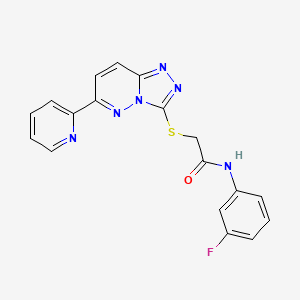 molecular formula C18H13FN6OS B2777013 N-(3-fluorophenyl)-2-[(6-pyridin-2-yl-[1,2,4]triazolo[4,3-b]pyridazin-3-yl)sulfanyl]acetamide CAS No. 891105-16-1