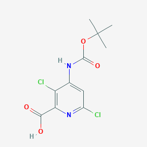 molecular formula C11H12Cl2N2O4 B2777017 3,6-Dichloro-4-[(2-methylpropan-2-yl)oxycarbonylamino]pyridine-2-carboxylic acid CAS No. 2287298-89-7