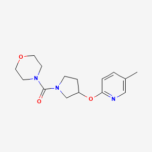 molecular formula C15H21N3O3 B2777026 4-{3-[(5-methylpyridin-2-yl)oxy]pyrrolidine-1-carbonyl}morpholine CAS No. 1904240-49-8