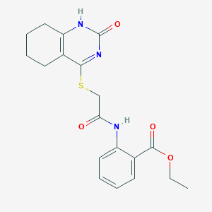 molecular formula C19H21N3O4S B2777027 ethyl 2-{2-[(2-oxo-1,2,5,6,7,8-hexahydroquinazolin-4-yl)sulfanyl]acetamido}benzoate CAS No. 933230-67-2