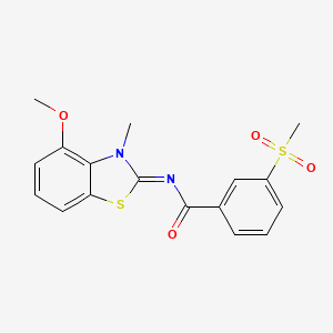 molecular formula C17H16N2O4S2 B2777038 (E)-N-(4-methoxy-3-methylbenzo[d]thiazol-2(3H)-ylidene)-3-(methylsulfonyl)benzamide CAS No. 896290-83-8