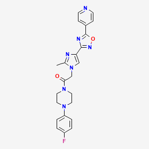 molecular formula C23H22FN7O2 B2777043 1-[4-(4-fluorophenyl)piperazin-1-yl]-2-{2-methyl-4-[5-(pyridin-4-yl)-1,2,4-oxadiazol-3-yl]-1H-imidazol-1-yl}ethan-1-one CAS No. 1251681-11-4