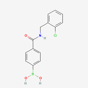 molecular formula C14H13BClNO3 B2777048 B-[4-[[[(2-chlorophenyl)methyl]amino]carbonyl]phenyl]Boronic acid CAS No. 874287-98-6
