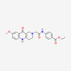 molecular formula C24H25N3O5 B2777051 ethyl 4-(2-(8-methoxy-10-oxo-3,4-dihydrobenzo[b][1,6]naphthyridin-2(1H,5H,10H)-yl)acetamido)benzoate CAS No. 1251558-73-2