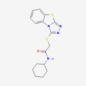 molecular formula C16H18N4OS2 B2777052 N-cyclohexyl-2-([1,2,4]triazolo[3,4-b][1,3]benzothiazol-1-ylsulfanyl)acetamide CAS No. 314260-45-2