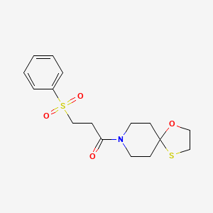 molecular formula C16H21NO4S2 B2777056 3-(benzenesulfonyl)-1-{1-oxa-4-thia-8-azaspiro[4.5]decan-8-yl}propan-1-one CAS No. 1351631-50-9