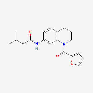 molecular formula C19H22N2O3 B2777062 N-[1-(FURAN-2-CARBONYL)-1,2,3,4-TETRAHYDROQUINOLIN-7-YL]-3-METHYLBUTANAMIDE CAS No. 946265-52-7