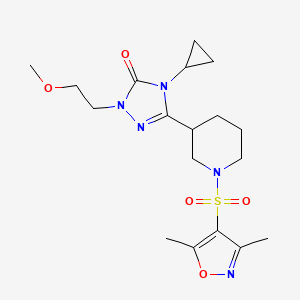 molecular formula C18H27N5O5S B2777064 4-cyclopropyl-3-{1-[(3,5-dimethyl-1,2-oxazol-4-yl)sulfonyl]piperidin-3-yl}-1-(2-methoxyethyl)-4,5-dihydro-1H-1,2,4-triazol-5-one CAS No. 2194907-58-7