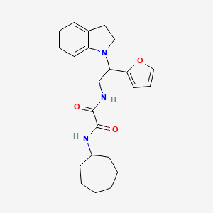 molecular formula C23H29N3O3 B2777071 N1-cycloheptyl-N2-(2-(furan-2-yl)-2-(indolin-1-yl)ethyl)oxalamide CAS No. 898432-93-4