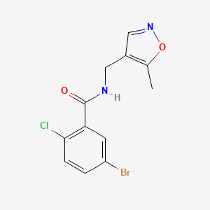 molecular formula C12H10BrClN2O2 B2777074 5-bromo-2-chloro-N-[(5-methyl-1,2-oxazol-4-yl)methyl]benzamide CAS No. 2034261-88-4