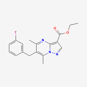 molecular formula C18H18FN3O2 B2777076 Ethyl 6-(3-fluorobenzyl)-5,7-dimethylpyrazolo[1,5-a]pyrimidine-3-carboxylate CAS No. 478064-86-7