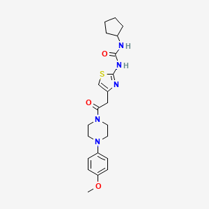 molecular formula C22H29N5O3S B2777078 1-Cyclopentyl-3-(4-(2-(4-(4-methoxyphenyl)piperazin-1-yl)-2-oxoethyl)thiazol-2-yl)urea CAS No. 921507-75-7