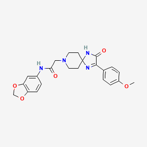 molecular formula C23H24N4O5 B2777090 N-(2H-1,3-benzodioxol-5-yl)-2-[2-(4-methoxyphenyl)-3-oxo-1,4,8-triazaspiro[4.5]dec-1-en-8-yl]acetamide CAS No. 932292-01-8