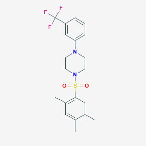 molecular formula C20H23F3N2O2S B2777092 1-[3-(Trifluoromethyl)phenyl]-4-(2,4,5-trimethylbenzenesulfonyl)piperazine CAS No. 865593-91-5