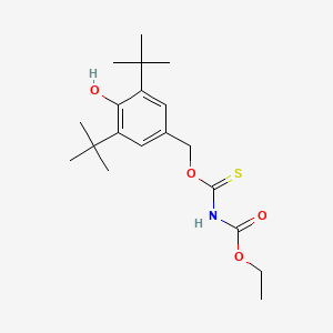 molecular formula C19H29NO4S B2777103 Ethyl N-{[(3,5-di-tert-butyl-4-hydroxyphenyl)methoxy]methanethioyl}carbamate CAS No. 300680-09-5