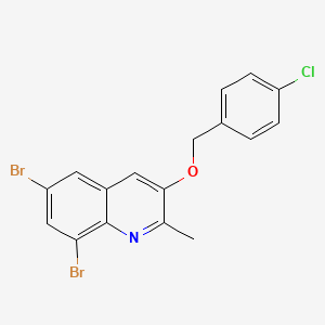 6,8-Dibromo-3-[(4-chlorophenyl)methoxy]-2-methylquinoline