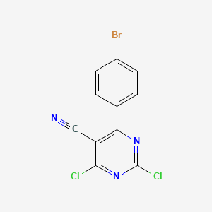 molecular formula C11H4BrCl2N3 B2777117 4-(4-Bromophenyl)-2,6-dichloropyrimidine-5-carbonitrile CAS No. 2118429-55-1