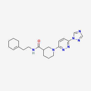 molecular formula C20H27N7O B2777127 1-(6-(1H-1,2,4-triazol-1-yl)pyridazin-3-yl)-N-(2-(cyclohex-1-en-1-yl)ethyl)piperidine-3-carboxamide CAS No. 1797092-59-1