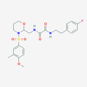 molecular formula C23H28FN3O6S B2777130 N'-[2-(4-fluorophenyl)ethyl]-N-{[3-(4-methoxy-3-methylbenzenesulfonyl)-1,3-oxazinan-2-yl]methyl}ethanediamide CAS No. 872986-52-2
