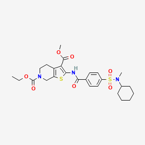 6-ethyl 3-methyl 2-(4-(N-cyclohexyl-N-methylsulfamoyl)benzamido)-4,5-dihydrothieno[2,3-c]pyridine-3,6(7H)-dicarboxylate