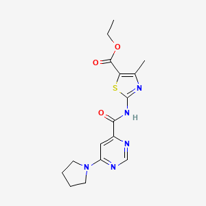 Ethyl 4-methyl-2-(6-(pyrrolidin-1-yl)pyrimidine-4-carboxamido)thiazole-5-carboxylate