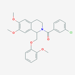(3-chlorophenyl)(6,7-dimethoxy-1-((2-methoxyphenoxy)methyl)-3,4-dihydroisoquinolin-2(1H)-yl)methanone