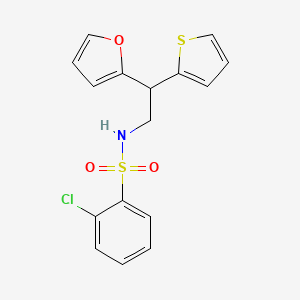 2-chloro-N-[2-(furan-2-yl)-2-(thiophen-2-yl)ethyl]benzene-1-sulfonamide