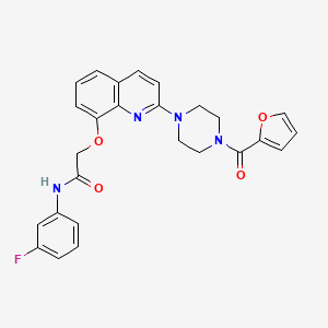 N-(3-fluorophenyl)-2-((2-(4-(furan-2-carbonyl)piperazin-1-yl)quinolin-8-yl)oxy)acetamide
