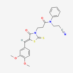 N-(2-cyanoethyl)-3-[(5Z)-5-[(3,4-dimethoxyphenyl)methylidene]-4-oxo-2-sulfanylidene-1,3-thiazolidin-3-yl]-N-phenylpropanamide