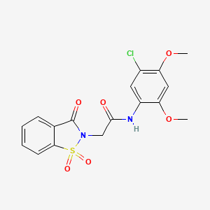 molecular formula C17H15ClN2O6S B2777201 N-(5-chloro-2,4-dimethoxyphenyl)-2-(1,1-dioxido-3-oxo-1,2-benzothiazol-2(3H)-yl)acetamide CAS No. 1261010-01-8
