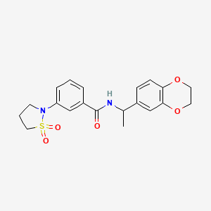 N-(1-(2,3-dihydrobenzo[b][1,4]dioxin-6-yl)ethyl)-3-(1,1-dioxidoisothiazolidin-2-yl)benzamide
