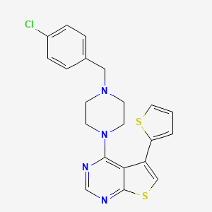 molecular formula C21H19ClN4S2 B2777227 4-(4-(4-Chlorobenzyl)piperazin-1-yl)-5-(thiophen-2-yl)thieno[2,3-d]pyrimidine CAS No. 708996-53-6