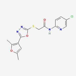 molecular formula C15H13ClN4O3S B2777229 N-(5-chloropyridin-2-yl)-2-((5-(2,5-dimethylfuran-3-yl)-1,3,4-oxadiazol-2-yl)thio)acetamide CAS No. 1021023-08-4